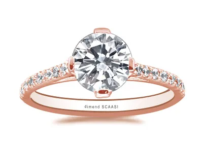 Rose Gold Unique Pave Set Side Stone Engagement Ring