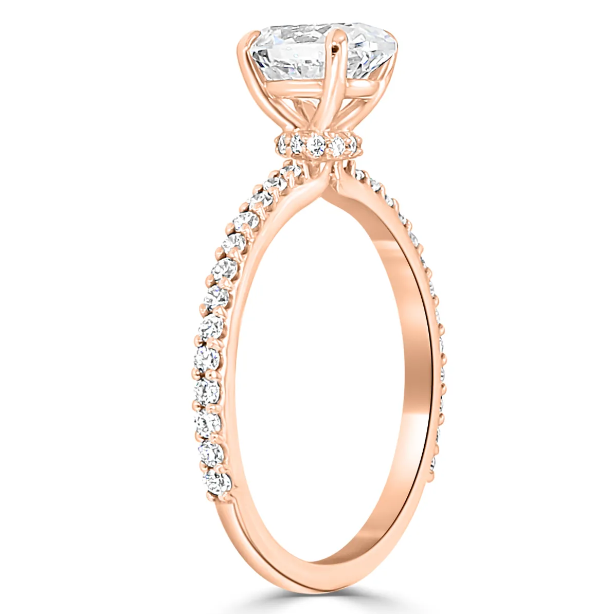 Rose Gold Unique Pave Set Hidden Halo Diamond Collar Engagement Ring jewelry Wabash avenue