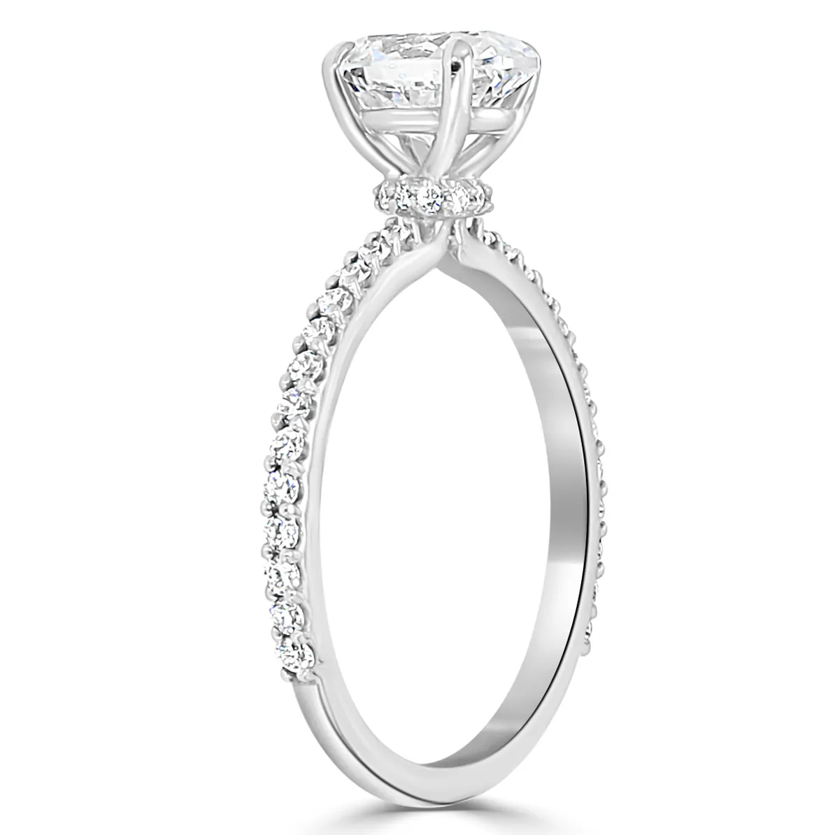 Platinum Unique Pave Set Hidden Halo Diamond Collar Engagement Ring jewelry Wabash avenue