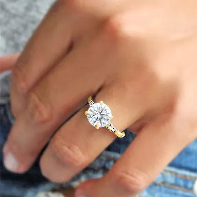 Yellow Gold Delicate and Elegant Side Stone Diamond Ring jewelry online