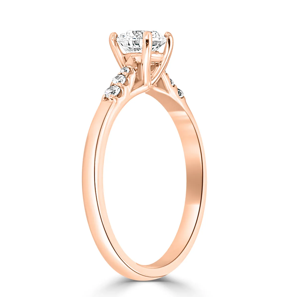 Rose Gold Delicate and Elegant Side Stone Diamond Ring jewelry Wabash avenue