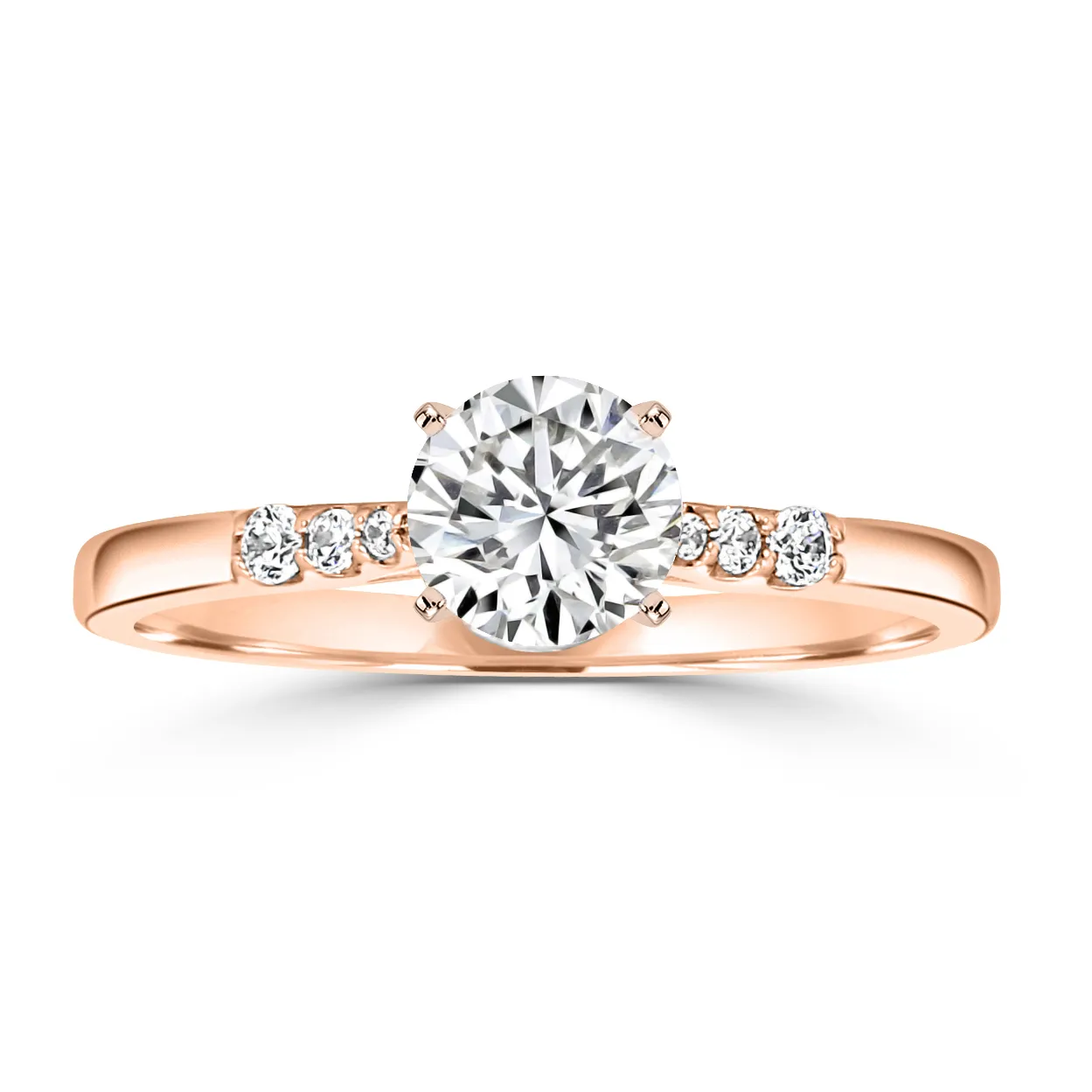 Rose Gold Delicate and Elegant Side Stone Diamond Ring