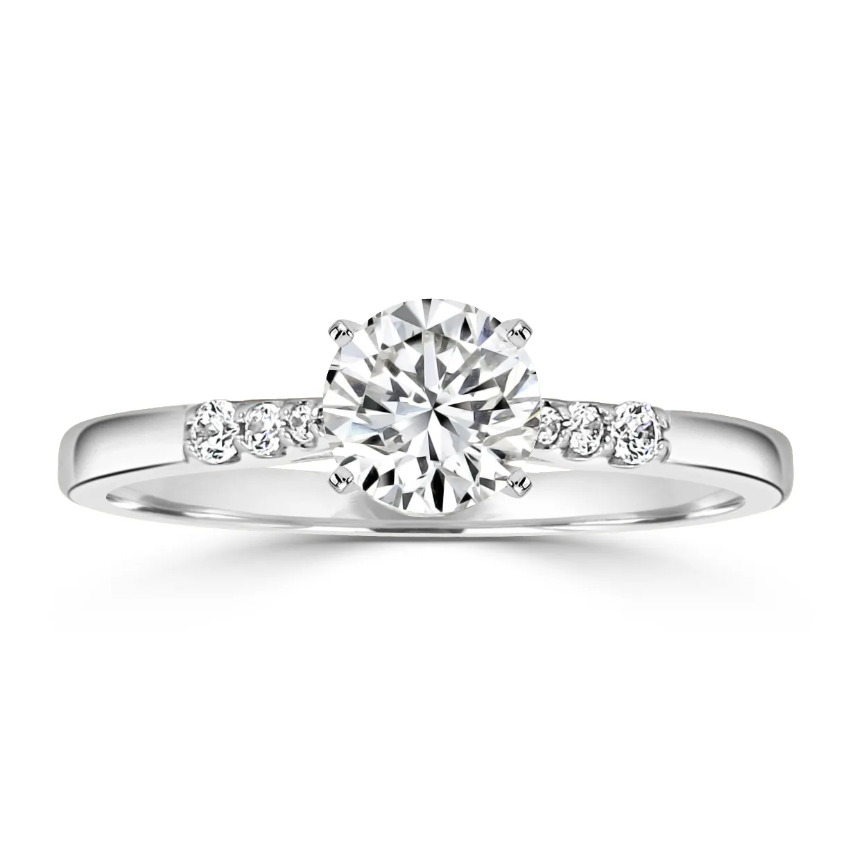 Platinum Delicate and Elegant Side Stone Diamond Ring