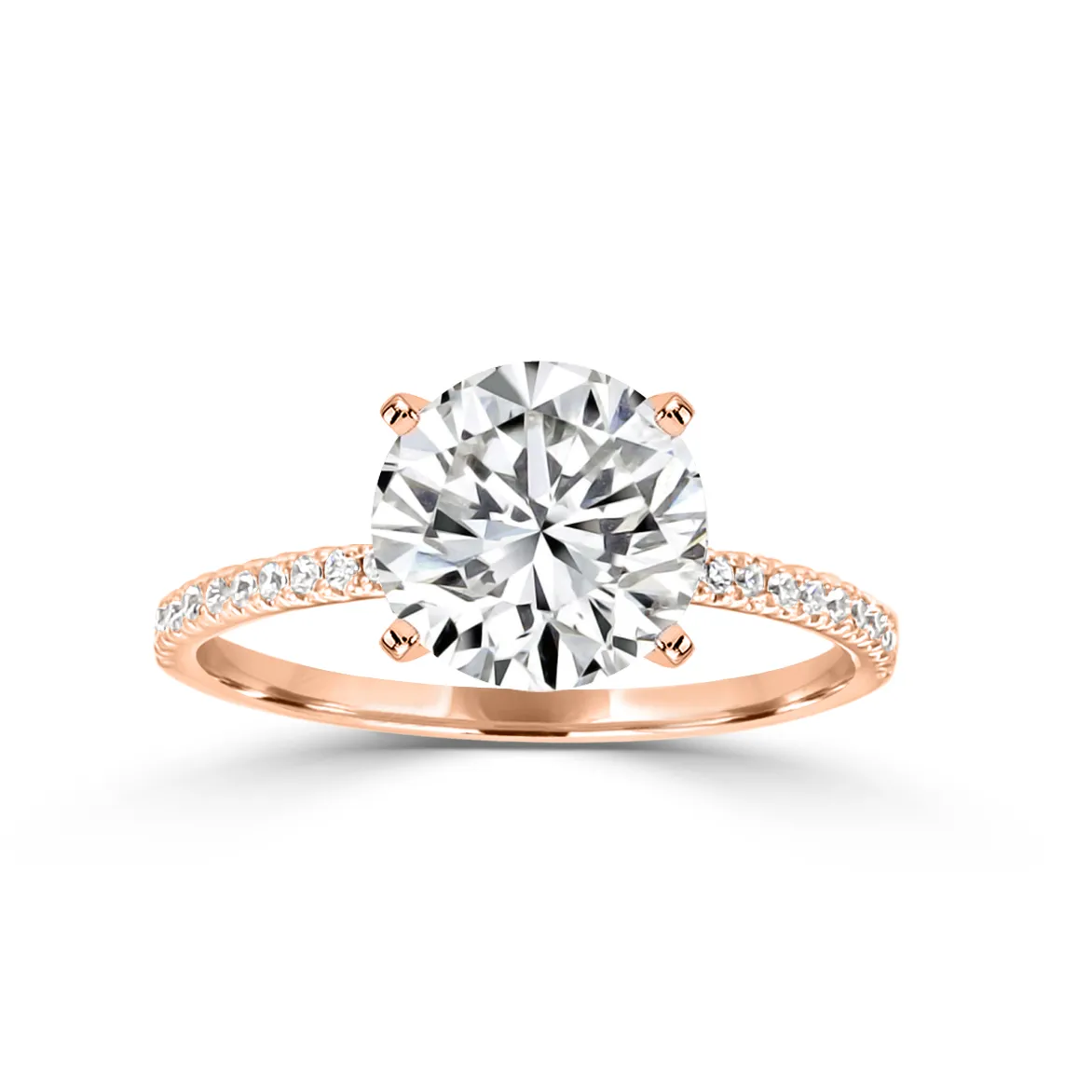 Rose Gold Ultra Thin Pave Diamond Engagement Ring