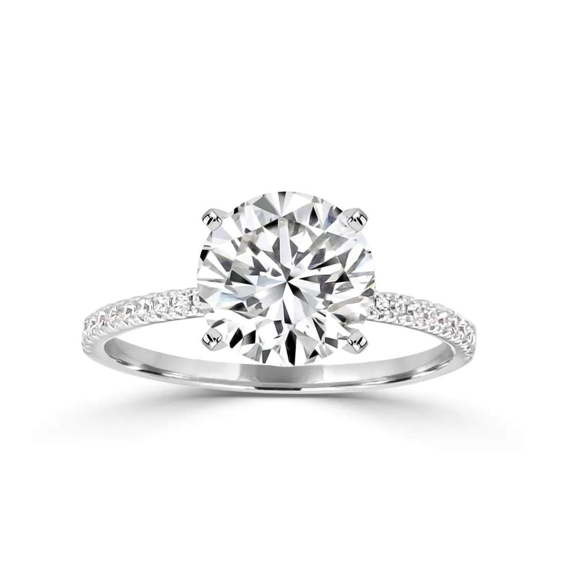 White Gold Ultra Thin Pave Diamond Engagement Ring