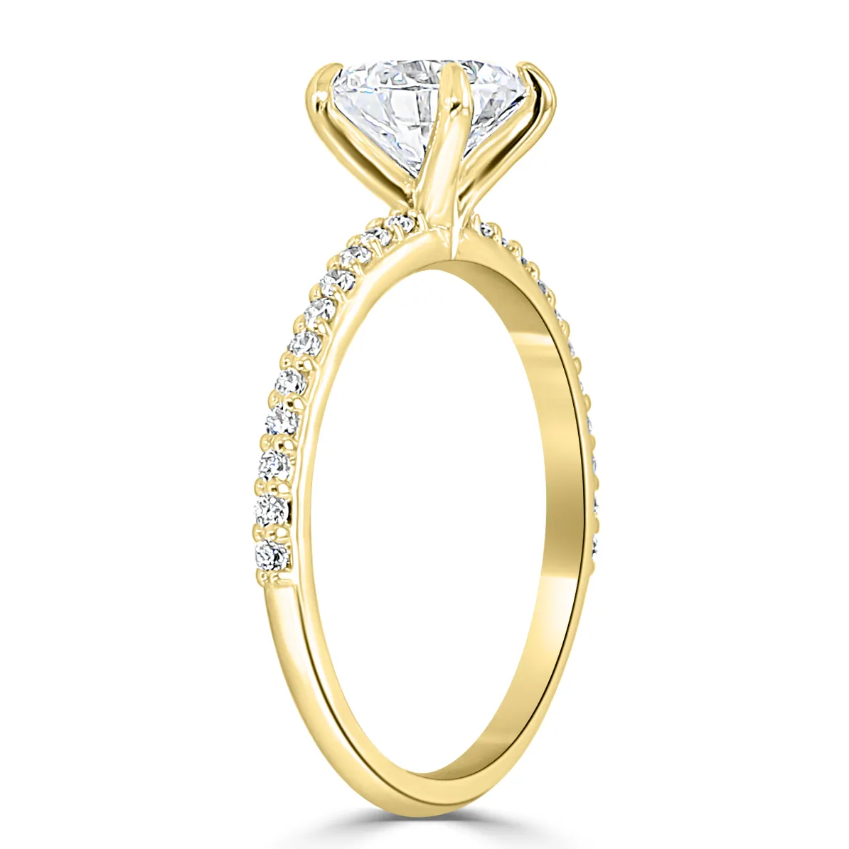 Yellow Gold Ultra Thin Pave Diamond Engagement Ring jewelry store near me