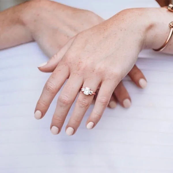 Rose Gold Three Stone Engagement Ring jewelry store near me