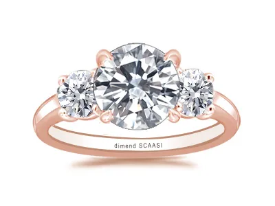 Rose Gold Three Stone Engagement Ring