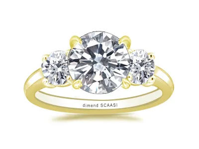 Yellow Gold Three Stone Engagement Ring