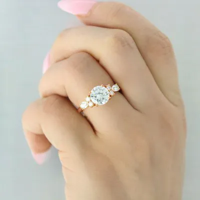 Rose Gold Romantic and Unique Side Diamond Cluster Engagement Ring jewelry windy city