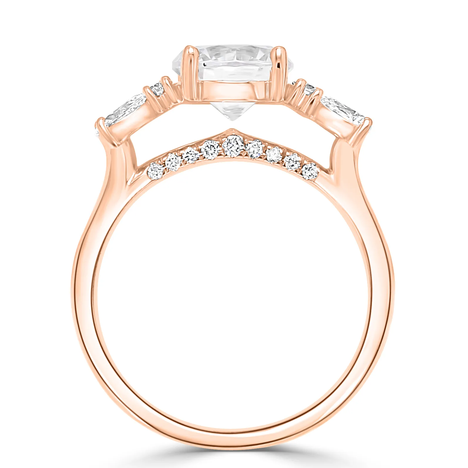 Rose Gold Romantic and Unique Side Diamond Cluster Engagement Ring jewelry store near me