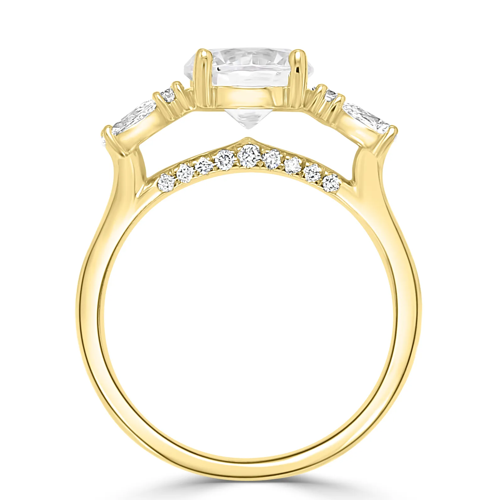 Yellow Gold Romantic and Unique Side Diamond Cluster Engagement Ring jewelry store near me