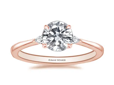 Rose Gold Elegant Open Floating Profile Three Stone Engagement Ring