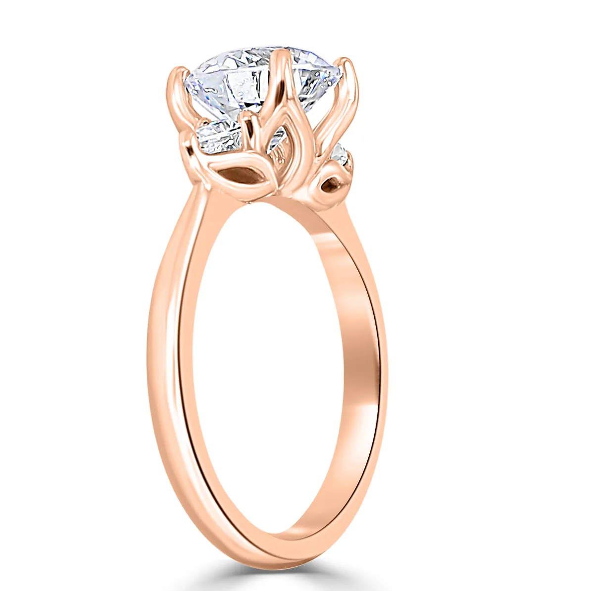 Rose Gold Beautiful and Gorgeous Floral 3 Stone Engagement Ring jewelry Wabash avenue