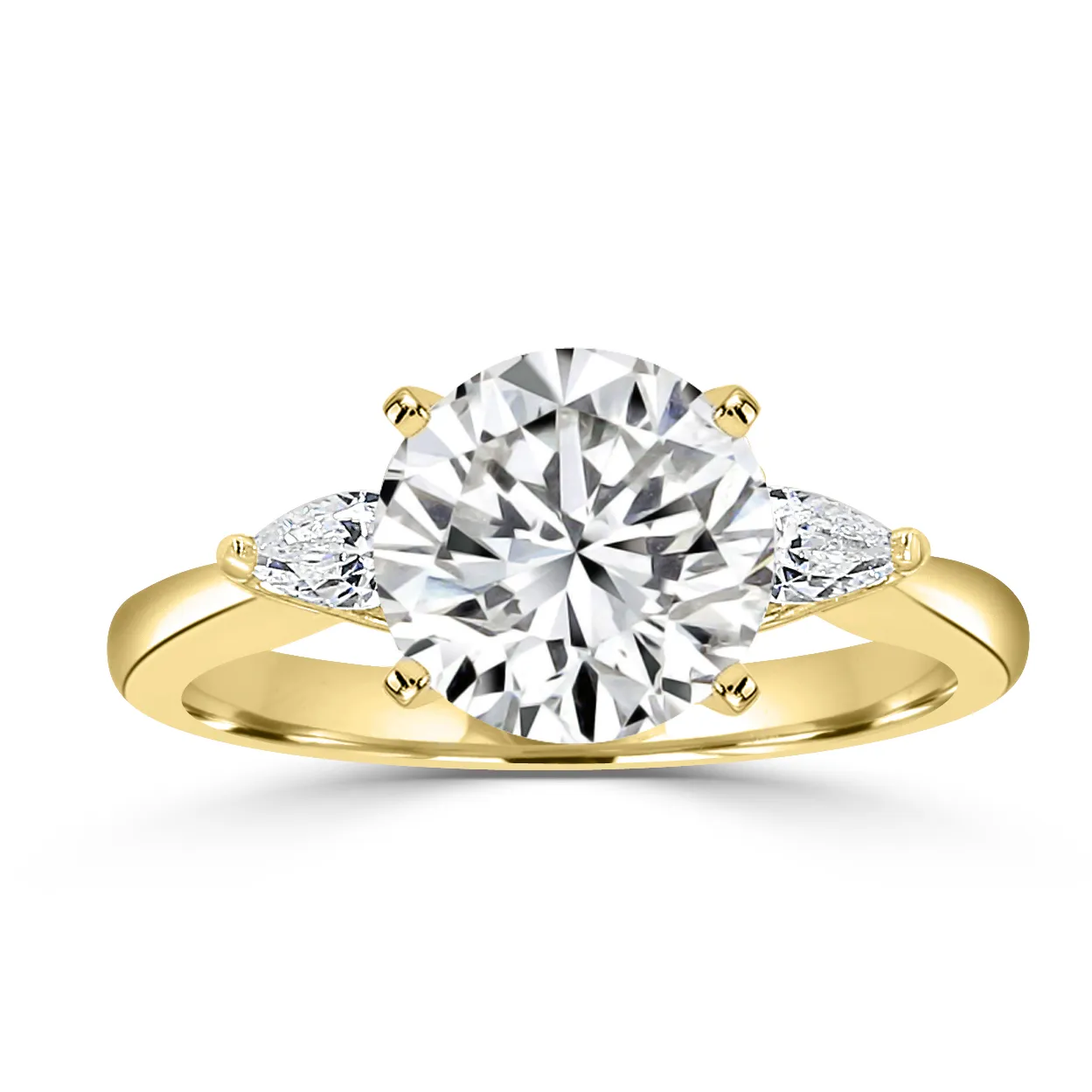 Yellow Gold Beautiful and Gorgeous Floral 3 Stone Engagement Ring