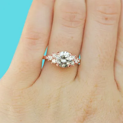 Rose Gold Ethereal Asymmetric Diamond Cluster Engagement Ring jewelry windy city