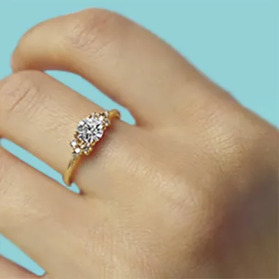 Yellow Gold Ethereal Asymmetric Diamond Cluster Engagement Ring from best jeweler