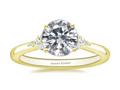 Yellow Gold Ethereal Asymmetric Diamond Cluster Engagement Ring