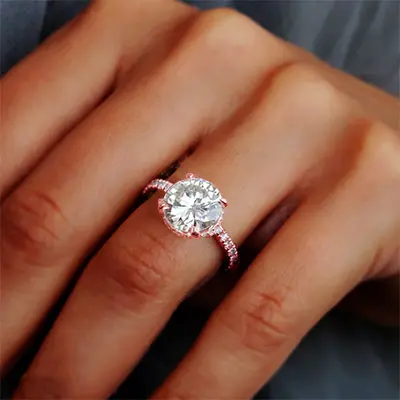 Rose Gold Celebrity-worthy Head-turning Double Hidden Halo Engagement Ring from best jeweler