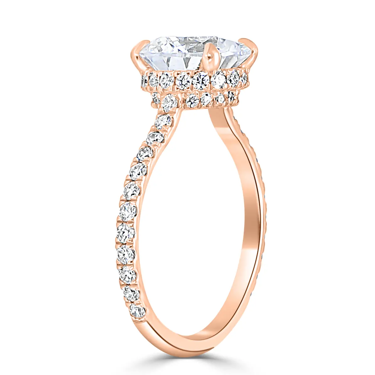 Rose Gold Celebrity-worthy Head-turning Double Hidden Halo Engagement Ring jewelry Wabash avenue