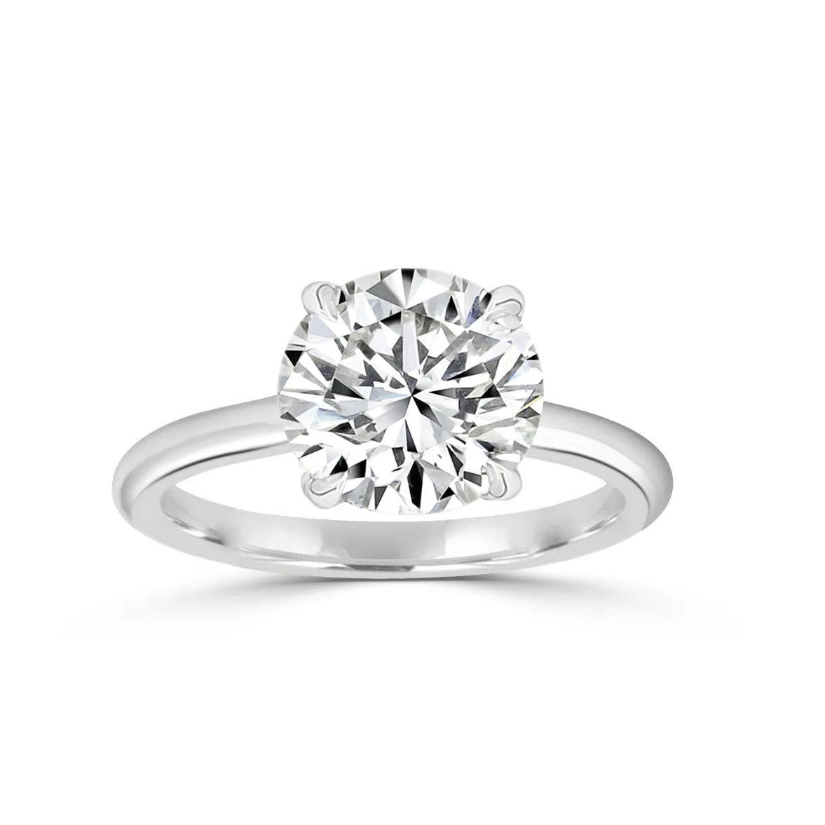 Platinum Low Set Modern Designed Solitaire Diamond Ring