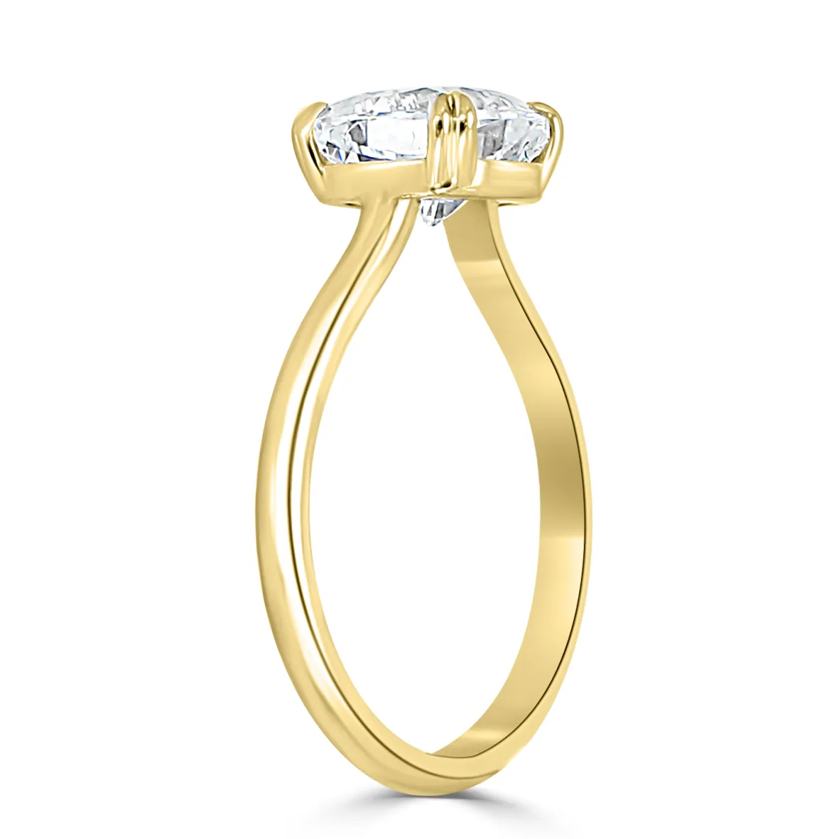 Yellow Gold Low Set Modern Designed Solitaire Diamond Ring jewelry Wabash avenue