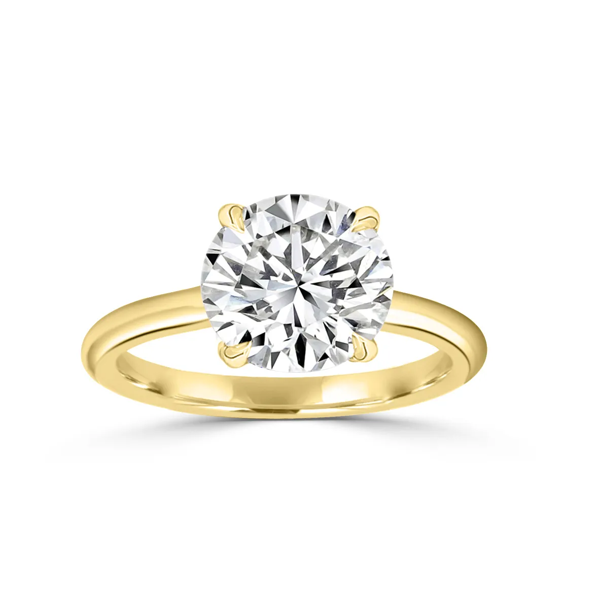 Yellow Gold Low Set Modern Designed Solitaire Diamond Ring