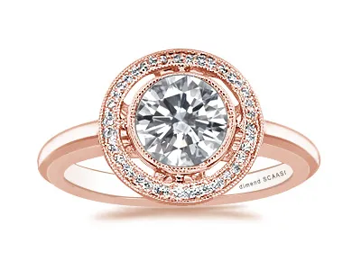 Rose Gold Vintage Style Halo Diamond Engagement Ring