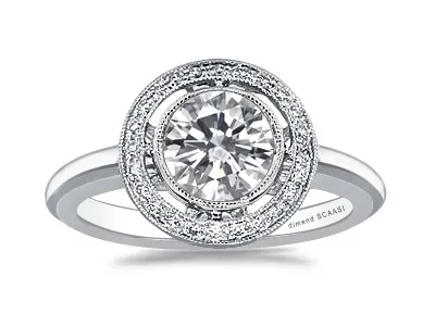 White Gold Vintage Style Halo Diamond Engagement Ring