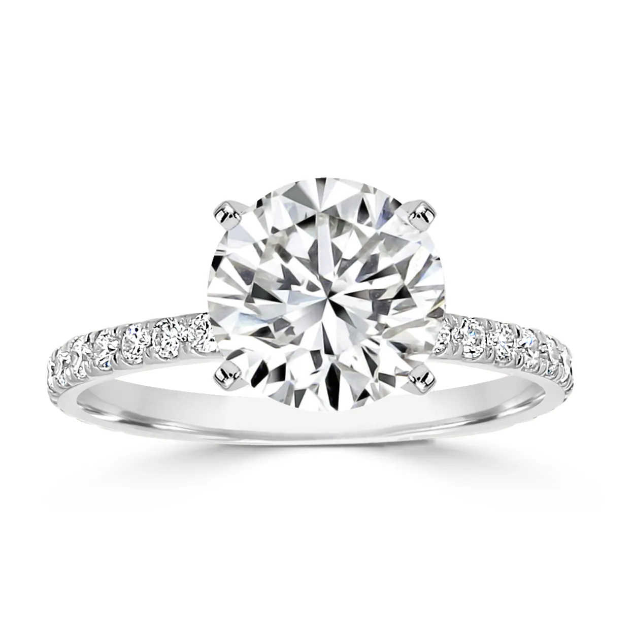 Platinum Beautiful Hidden Halo Pave Engagement Ring