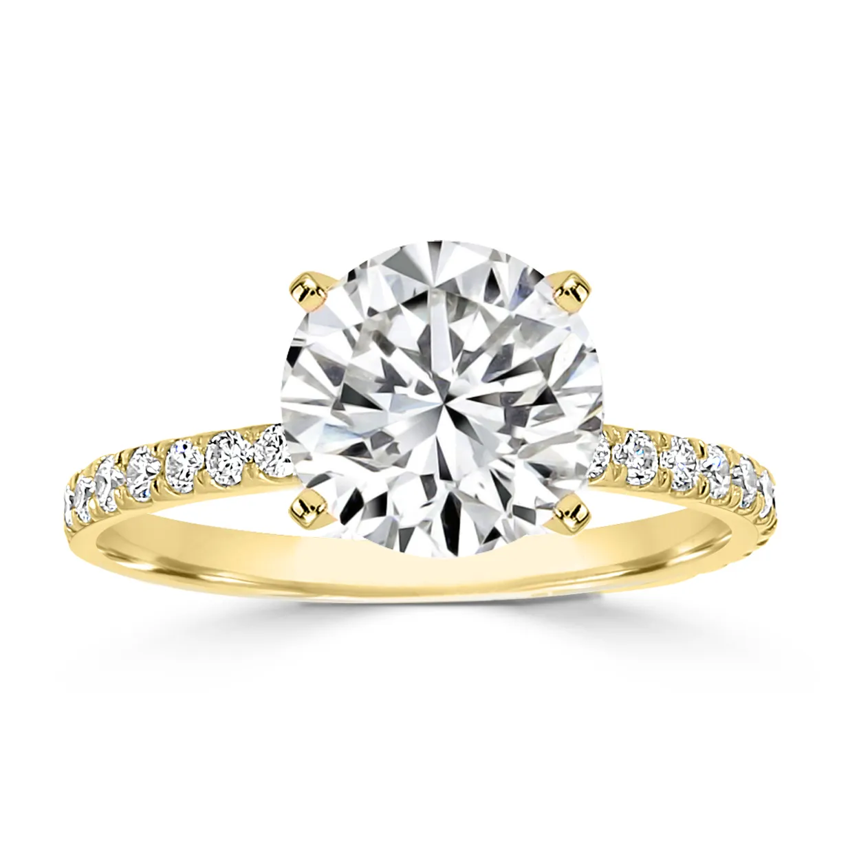 Yellow Gold Beautiful Hidden Halo Pave Engagement Ring