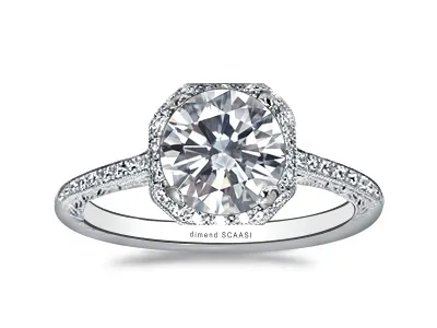 White Gold Old Fashioned Engagement Ring