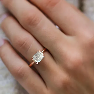 Rose Gold East West Pave Set Hidden Halo Engagement Ring jewelry store near me