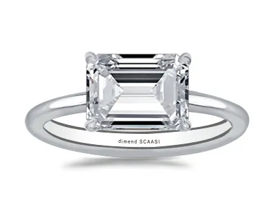 Platinum East West Pave Set Hidden Halo Engagement Ring