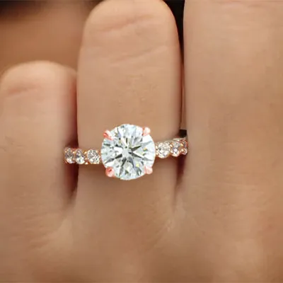 Rose Gold Unique and Exclusive Side Stone Diamond Ring jewelry online