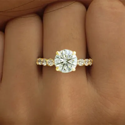 Yellow Gold Unique and Exclusive Side Stone Diamond Ring from best jeweler