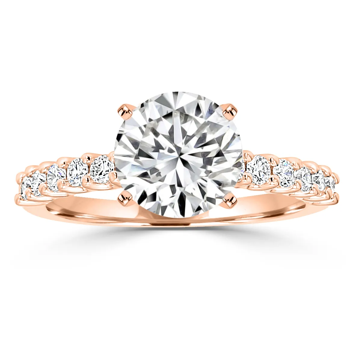 Rose Gold Unique and Exclusive Side Stone Diamond Ring