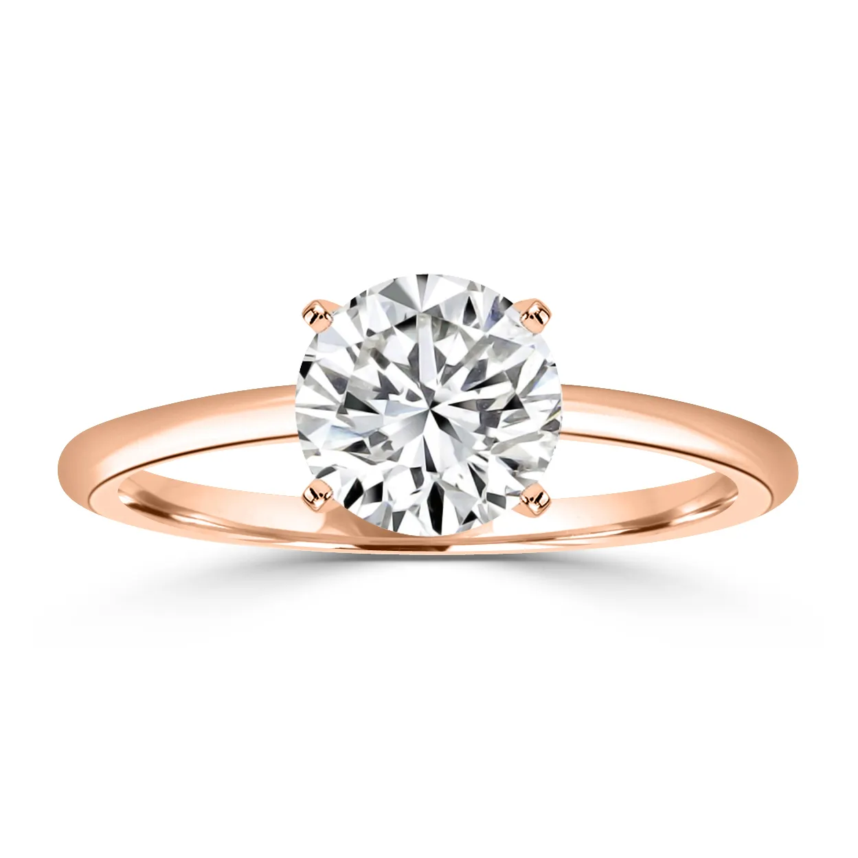 Rose Gold Modern Slimmer Delicate Solitaire Diamond Ring