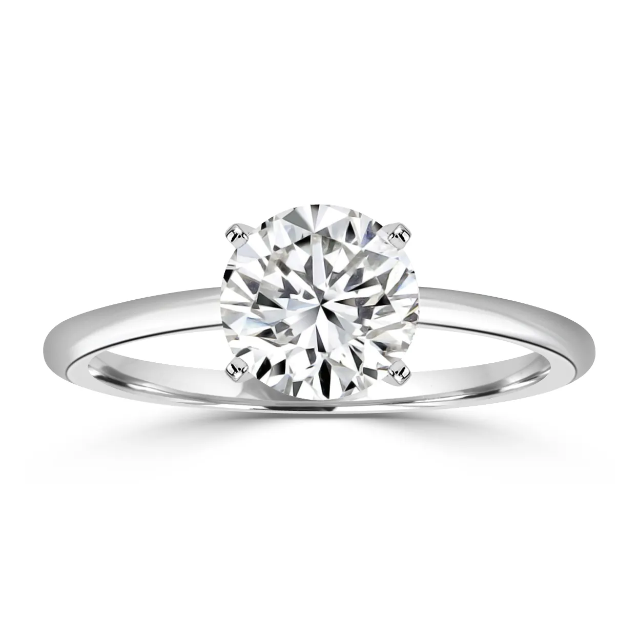 White Gold Modern Slimmer Delicate Solitaire Diamond Ring