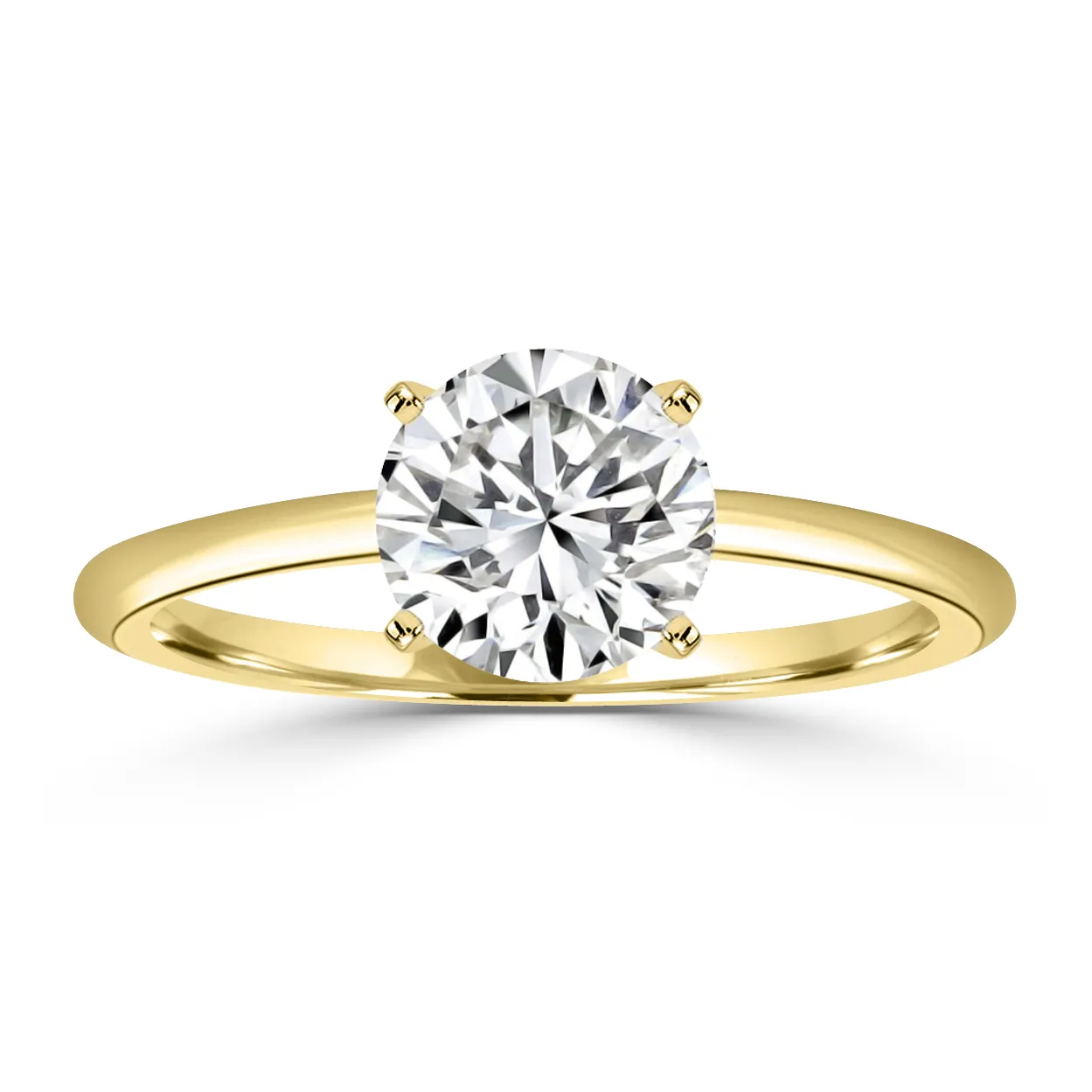 Yellow Gold Modern Slimmer Delicate Solitaire Diamond Ring