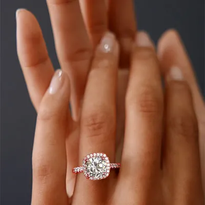 Rose Gold Cushion Cut Halo Engagement Ring jewelry windy city