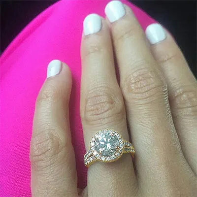 Yellow Gold Double Halo Cushion Cut Engagement Ring jewelry online