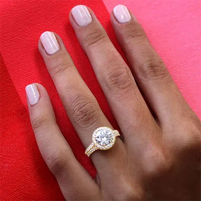 Yellow Gold Double Halo Cushion Cut Engagement Ring best jewelry shop near me