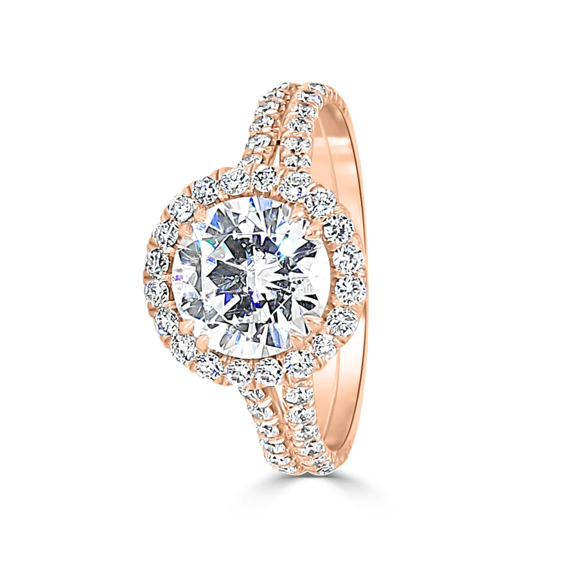 Rose Gold Double Halo Cushion Cut Engagement Ring jewelry store near me