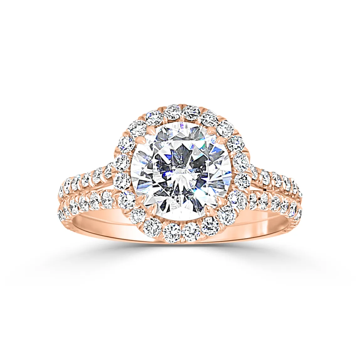 Rose Gold Double Halo Cushion Cut Engagement Ring