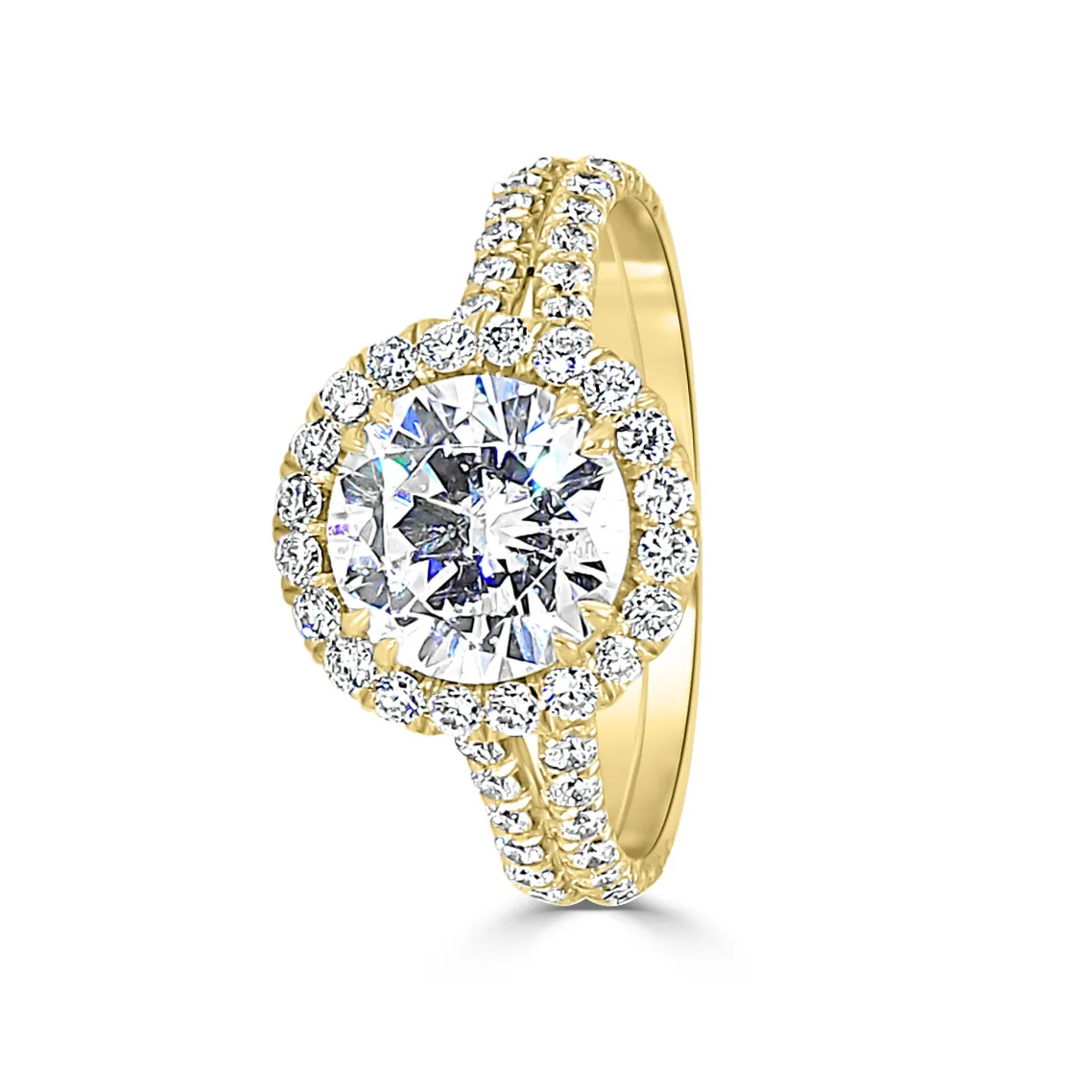 Yellow Gold Double Halo Cushion Cut Engagement Ring jewelry store near me