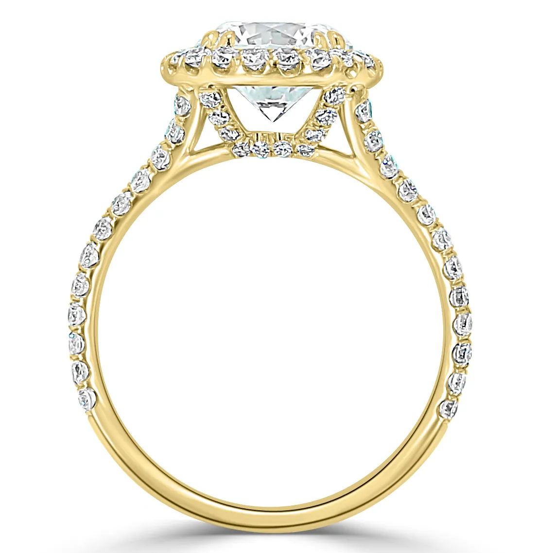 Yellow Gold Double Halo Cushion Cut Engagement Ring jewelry Wabash avenue