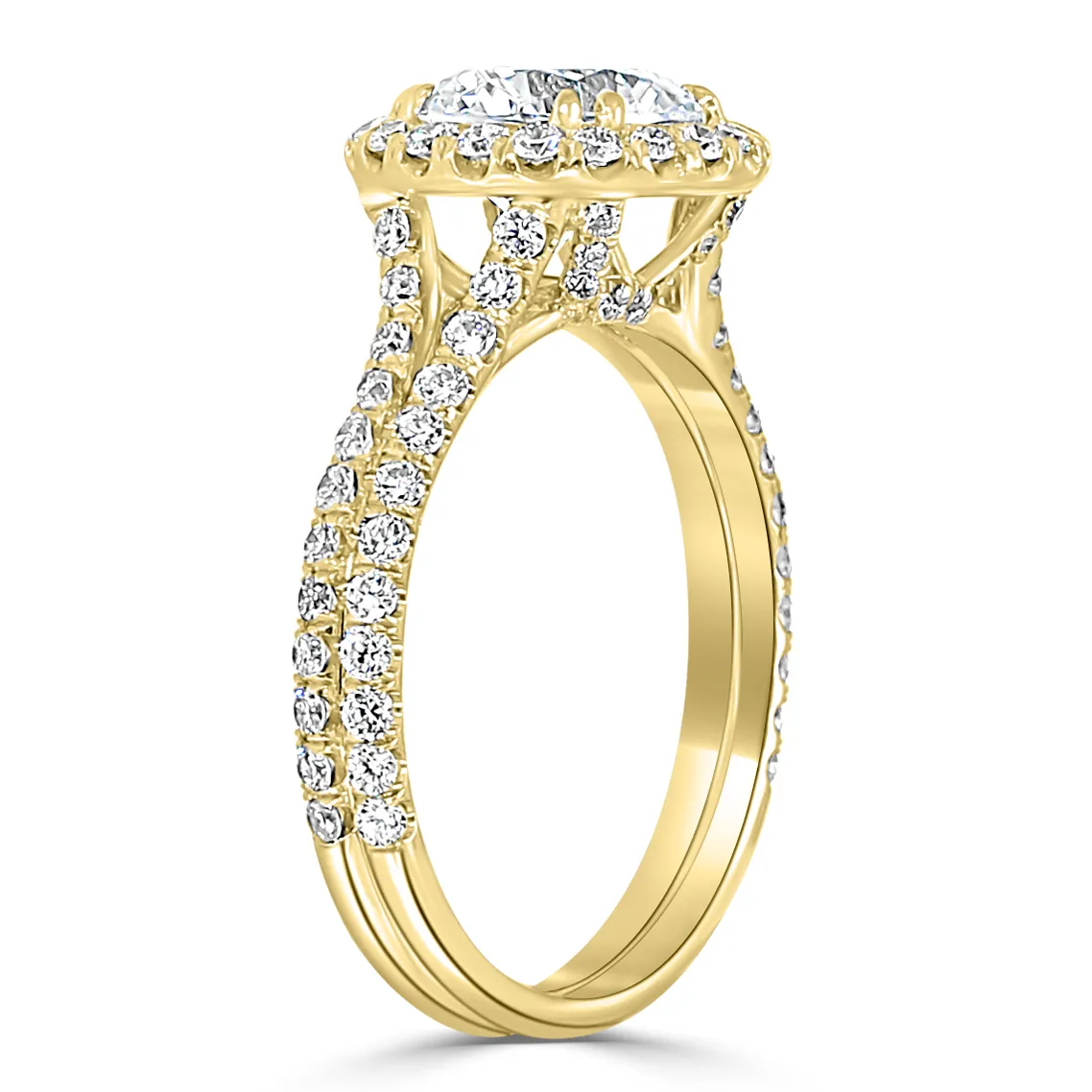 Yellow Gold Double Halo Cushion Cut Engagement Ring jewelry windy city
