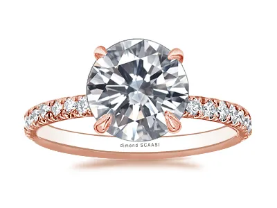 Rose Gold French Pave Diamond Collar Engagement Ring