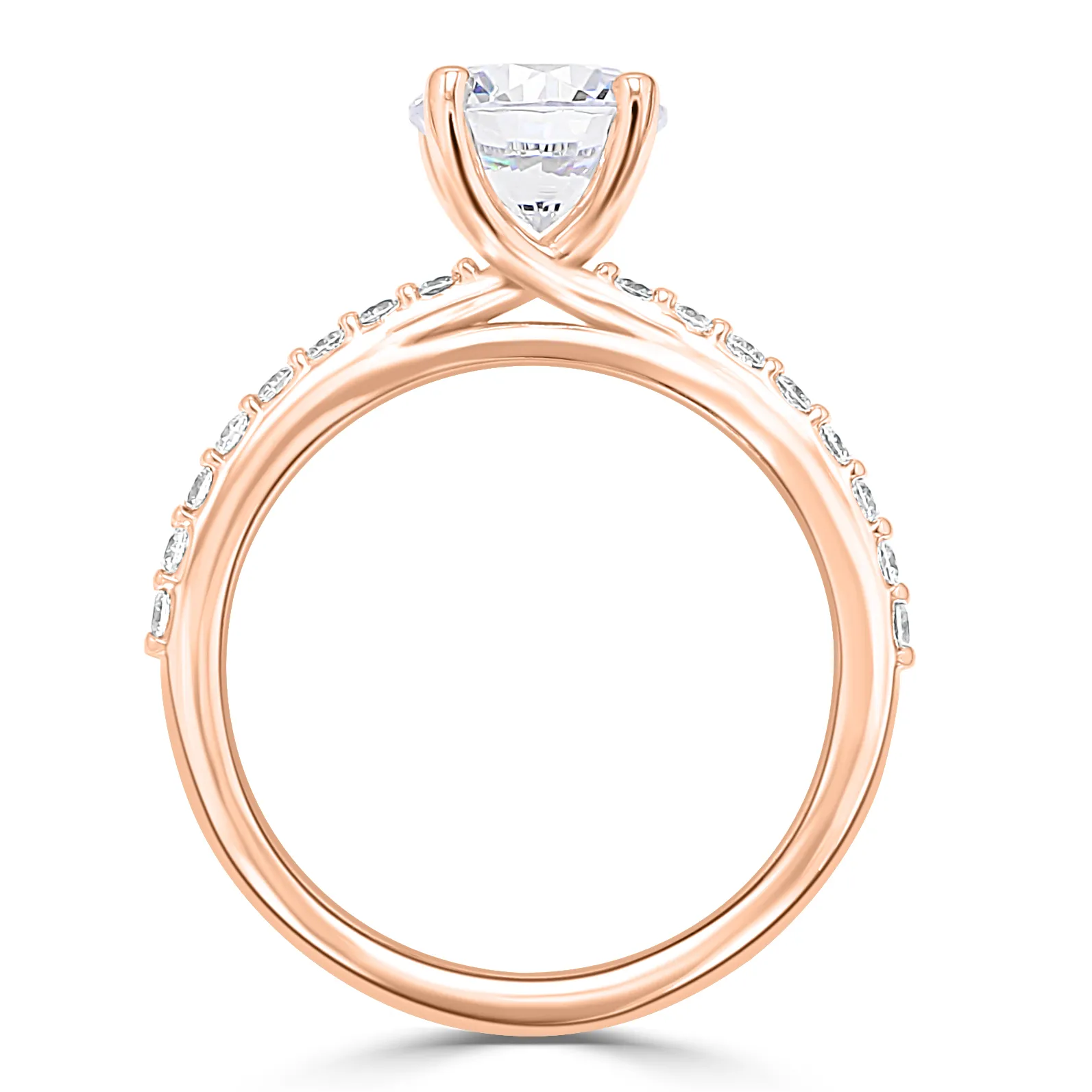 Rose Gold Really Pretty Unique Crossover Pave Engagement Ring jewelry store near me